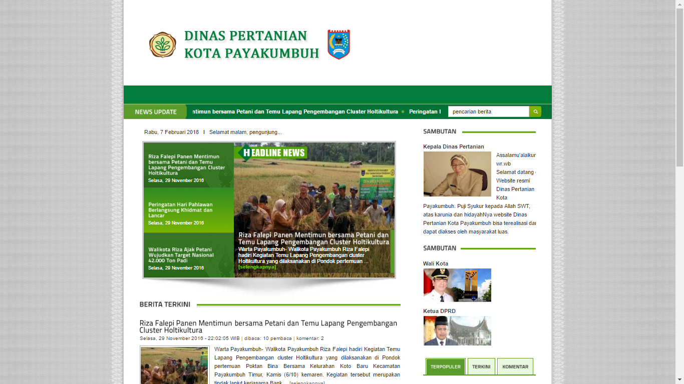 Download Web Profile / Portal Berita Dinas Pertanian