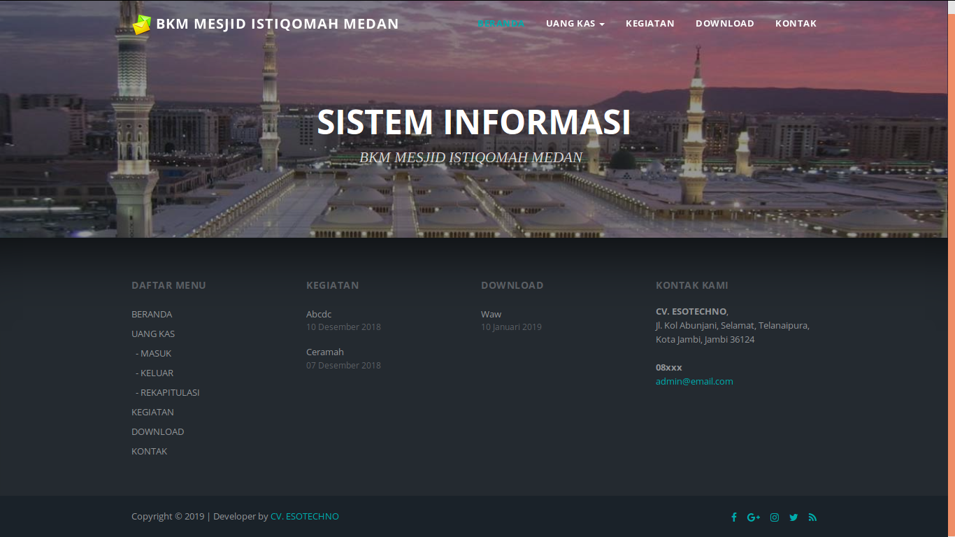 Aplikasi sistem informasi masjid berbasis web