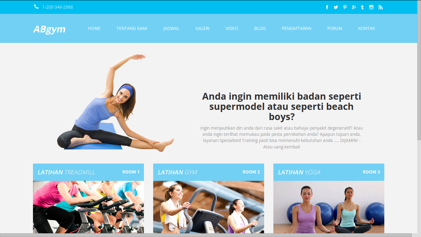 Download website profile dan pendaftaran online gym
