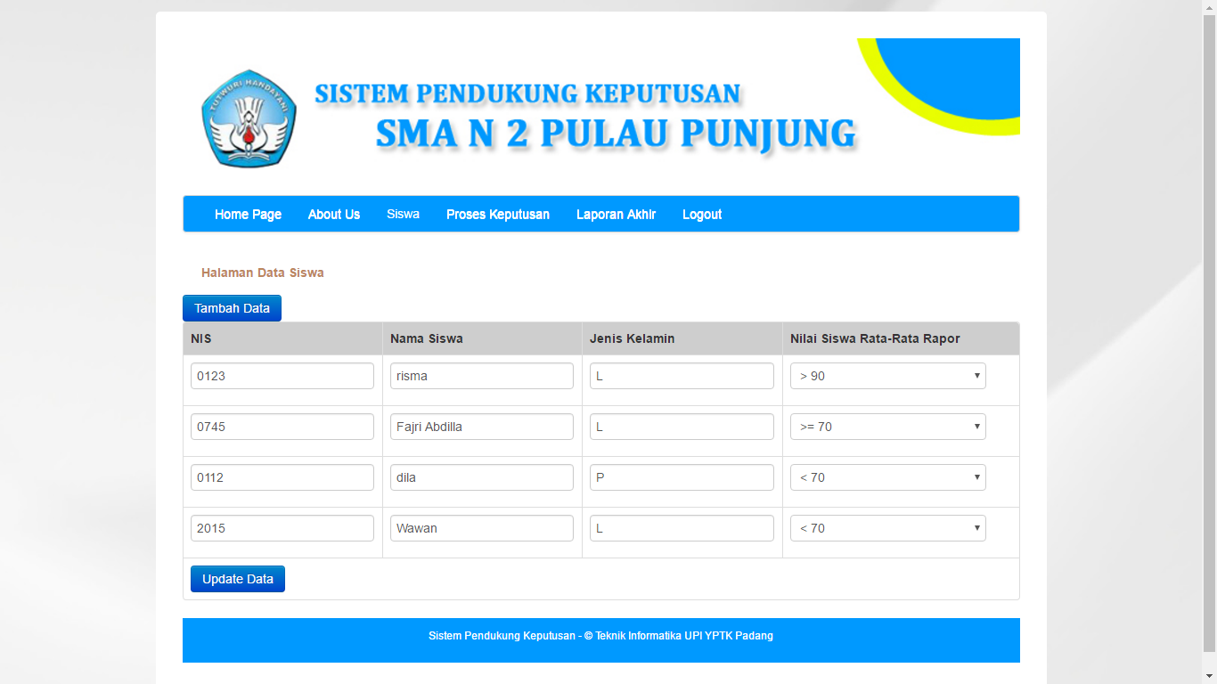 Download aplikasi SPK Nilai Akhir (RAPOR) metode ahp