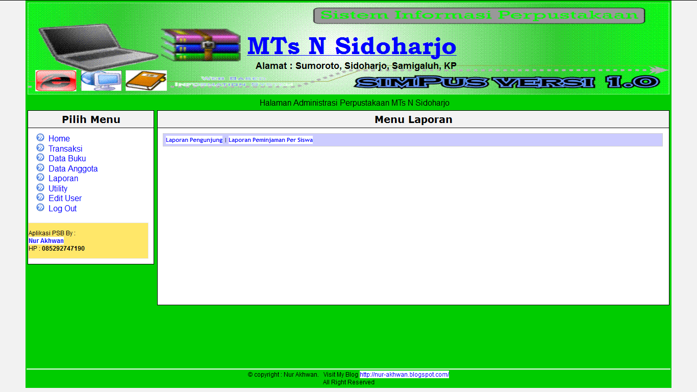 Sistem Informasi Perpustakaan MTs Sidoarjo Dengan PHP 