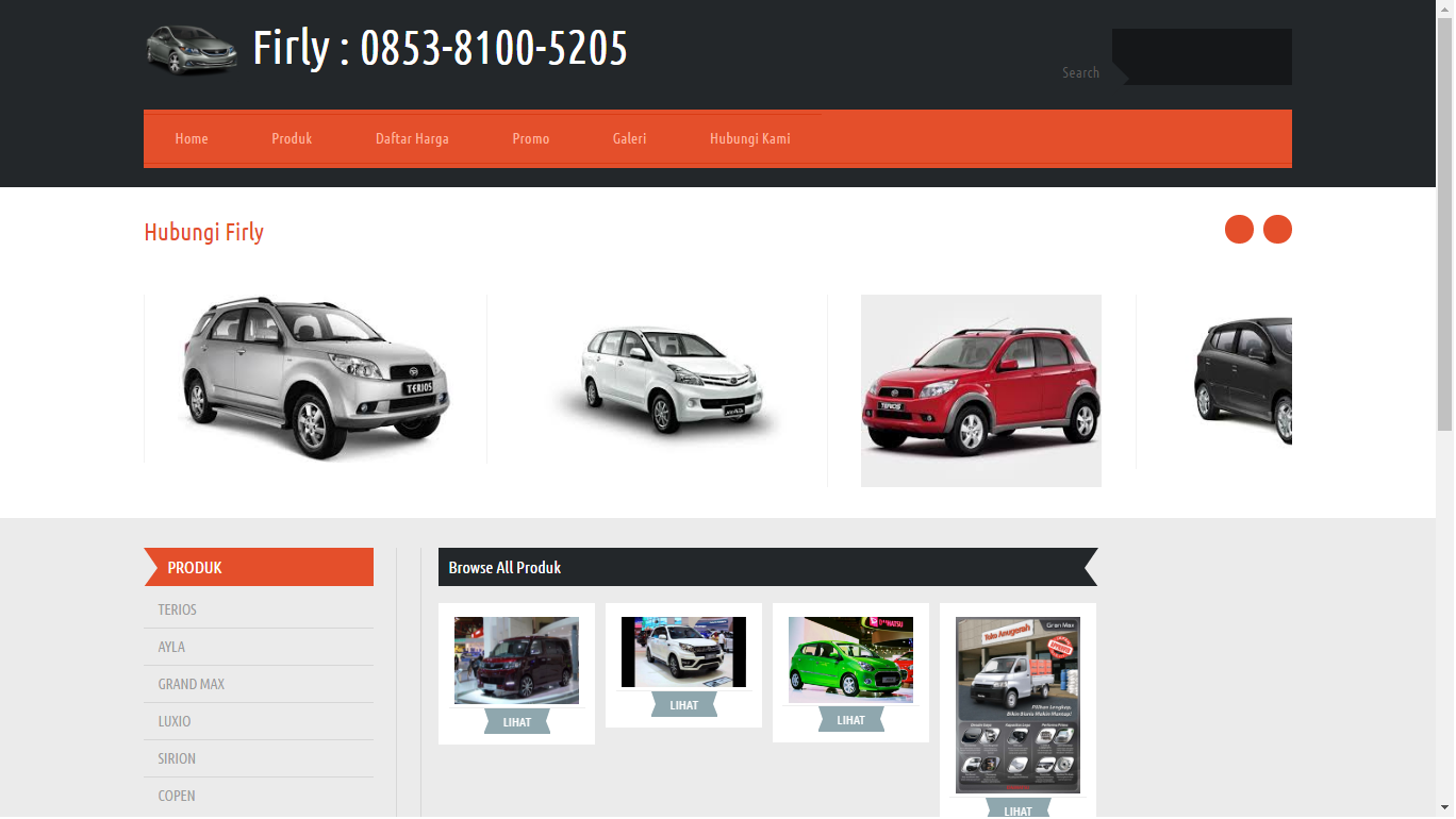 download web profile promosi mobil dengan codeigniter