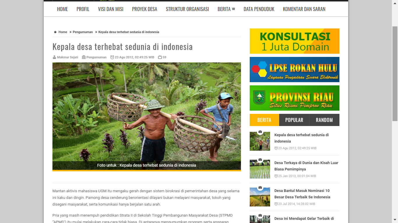 Download website portal berita desa responsive dengan php gratis