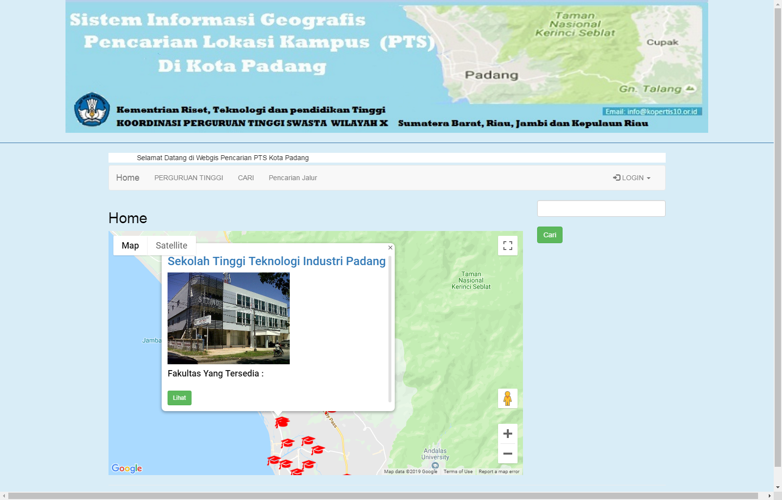 Download aplikasi sistem informasi geografis pencarian lokasi kampus berbasis web